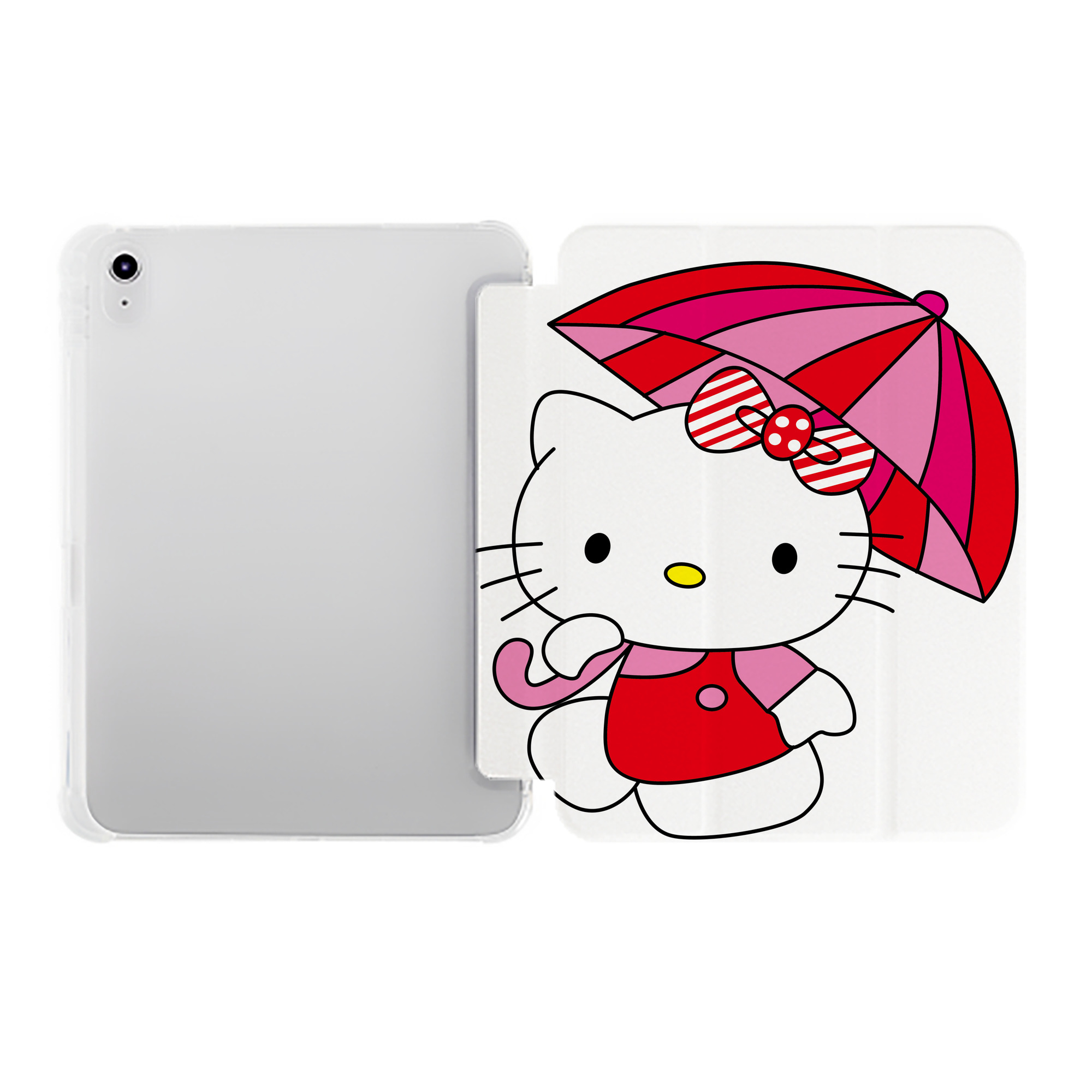 （画像用） Hello Kitty ハローキティ IPad ケース ペン収納付き 三つ折りスタンド PUレザー×シリコン 対応機種9.5/10.5/10.9インチ